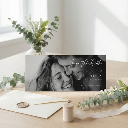 Romantische ELEGANTE Script Foto Huwelijk Save The Date