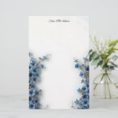 Romantische elegante serene blauwe bloesems briefpapier (Staand voorkant)