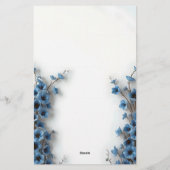 Romantische elegante serene blauwe bloesems briefpapier (Achterkant)