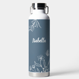 Romantische elegante stoffige blauwe bloem waterfles