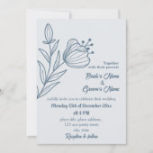 Romantische elegante stoffige blauwe bloemen bruil kaart (Voorkant)