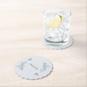 Romantische elegante stoffige blauwe bloemen bruil kartonnen onderzetters (Insitu)