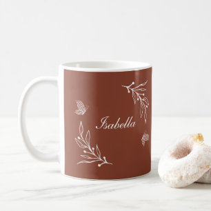 Romantische elegante terracotta bloemen koffiemok