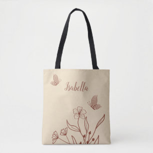 Romantische elegante terracotta bloemen tote bag