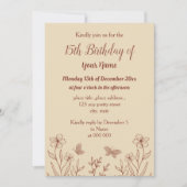 Romantische elegante terracotta bloemen verjaardag kaart (Voorkant)