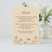 Romantische elegante terracotta bloemenbruiloft informatiekaartje (Staand voorkant)