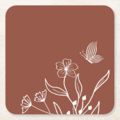 Romantische elegante terracotta bloemenbruiloft kartonnen onderzetters (Voorkant)