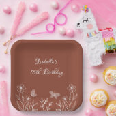 Romantische elegante terracotta bloemenbruiloft papieren bordje (Feest)