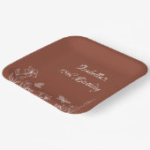 Romantische elegante terracotta bloemenbruiloft papieren bordje (Gebogen)