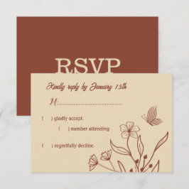 Romantische elegante terracotta bloemenbruiloft RSVP kaartje