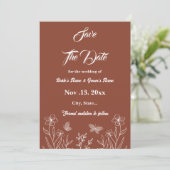 Romantische elegante terracotta bloemenbruiloft save the date (Staand voorkant)