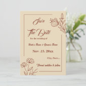 Romantische elegante terracotta bloemenbruiloft save the date (Staand voorkant)