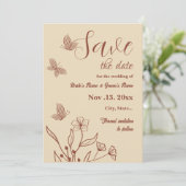 Romantische elegante terracotta bloemenbruiloft save the date (Staand voorkant)