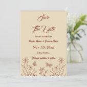 Romantische elegante terracotta bloemenbruiloft save the date (Staand voorkant)