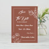 Romantische elegante terracotta bloemenbruiloft save the date (Staand voorkant)