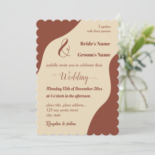 Romantische elegante terracotta bruiloft kaart (Staand voorkant)