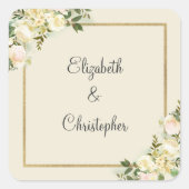 Romantische Elegante Trouw Bloemisterij Groen Blad Vierkante Sticker (Voorkant)