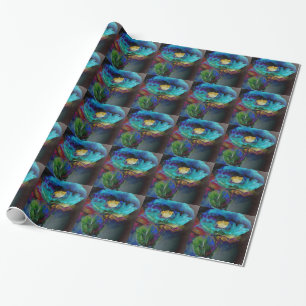 Romantische elegante turquoise bloemenschildering cadeaupapier