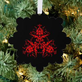 Romantische, Elegante Vintage Rode Damast Ornament Kaart