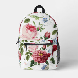 Romantische Elegante Vintage Roze Engelse Rozen Bedrukte Rugzak