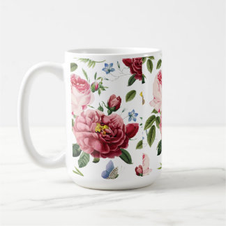 Romantische Elegante Vintage Roze Engelse Rozen Koffiemok