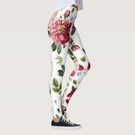 Romantische Elegante Vintage Roze Engelse Rozen Leggings (Rechts)