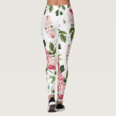Romantische Elegante Vintage Roze Engelse Rozen Leggings (Achterkant)