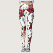 Romantische Elegante Vintage Roze Engelse Rozen Leggings (Voorkant)