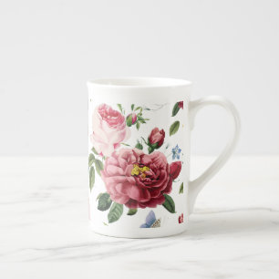 Romantische Elegante Vintage Roze Engelse Rozen Porselein Kop