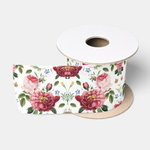 Romantische Elegante Vintage Roze Engelse Rozen Satijnen Lint