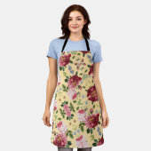 Romantische Elegante Vintage Roze Engelse Rozen Schort (Gedragen)