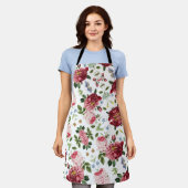 Romantische Elegante Vintage Roze Engelse Rozen Schort (Gedragen)