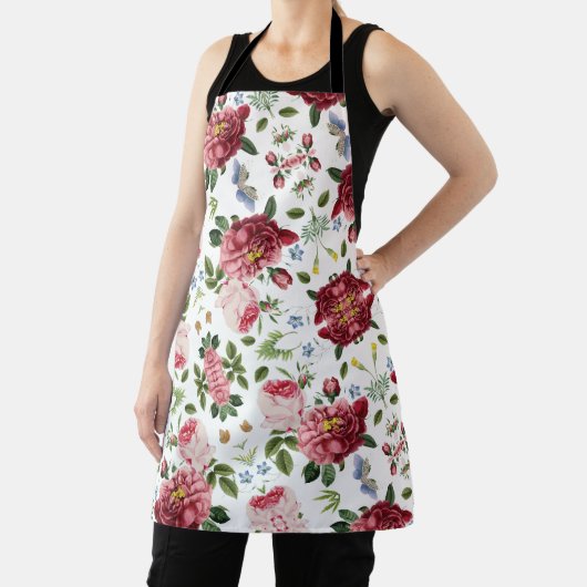 Romantische Elegante Vintage Roze Engelse Rozen Schort (Insitu)