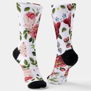 Romantische Elegante Vintage Roze Engelse Rozen Sokken