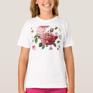 Romantische Elegante Vintage Roze Engelse Rozen T-shirt