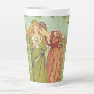 Romantische Elegante Vintage Valentijn, Victoriaan Latte Mok