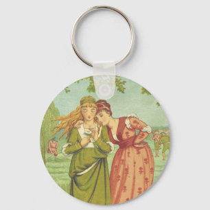 Romantische Elegante Vintage Valentijn, Victoriaan Sleutelhanger