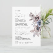 Romantische Elegante Waterverf Bloemige Bruiloft Menu (Staand voorkant)