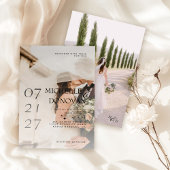 Romantische elegante witte overlay foto bruiloft kaart