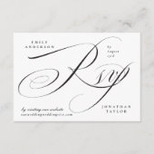 Romantische elegante zwart-wit kalligrafie RSVP kaartje (Voorkant)