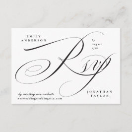 Romantische elegante zwart-wit kalligrafie RSVP kaartje