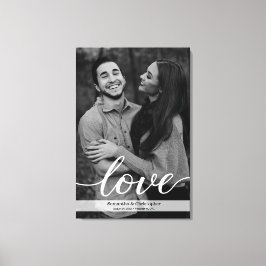 Romantische elegante zwart-wit verloving foto canvas afdruk