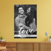 Romantische elegante zwart-wit verloving foto canvas afdruk (Insitu (Woonkamer))