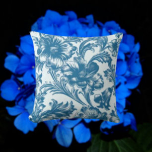 Romantische Elegantie Blauwe Bloemen Kussen