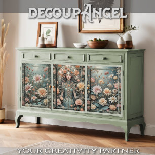 Romantische elegantie in perzik en aqua - Decoupag Inpakpapier Vel