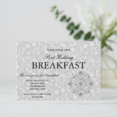 Romantische elegantie na het bruiloftsontbijt RSVP kaartje (Staand voorkant)