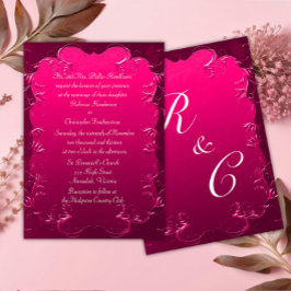 Romantische elegantie roze vintage bruiloft kaart