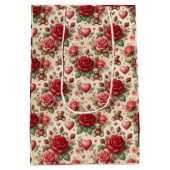 Romantische elegantie: Rozen en harten Medium Cadeauzakje (Achterkant)