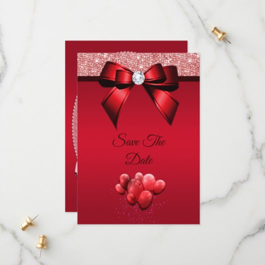 Romantische elegantie Verjaardagsfeestje Save the  Save The Date (Voorkant / Achterkant in situ)