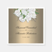 Romantische en elegante Rozen op gouden bruiloft Servet (Voorkant)